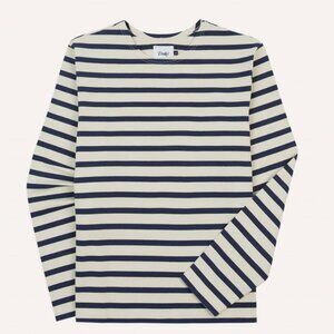 Drakes - Ecru and Navy Breton Long Sleeve T-Shirt - Size M